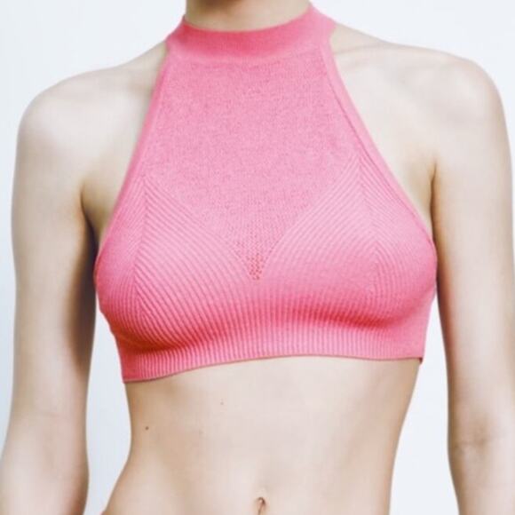 Woman’s Zara Y2K Knit Pink Crop Size Medium - Picture 1 of 5